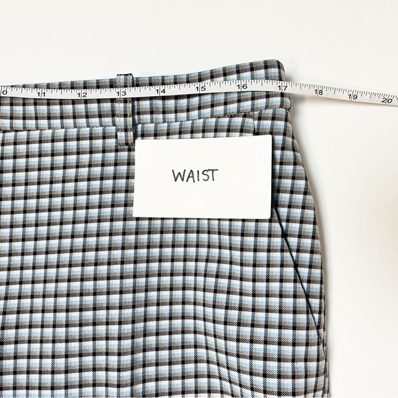 Theory Treeca Pants 10 Check Viscose slim cropped mid rise blue plaid office - Picture 9 of 13